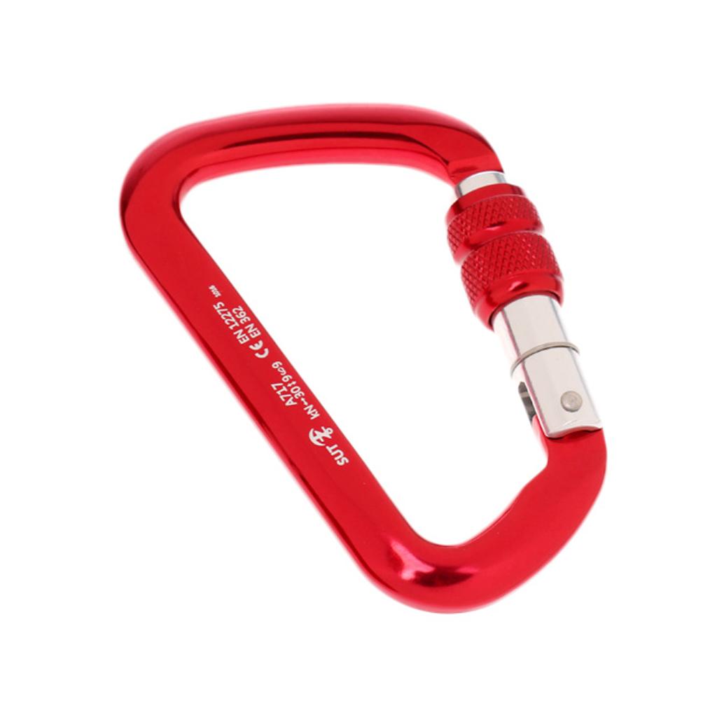 30KN 6720LB Aluminum Alloy D Shape Screw Locking Climbing Carabiner