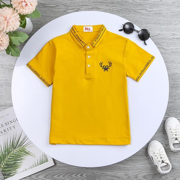 Áo Polo bé trai -Pika kids- Áo có cổ bé trai chất liệu cotton in hình dễ thương - Quần áo trẻ em từ 22-40kg