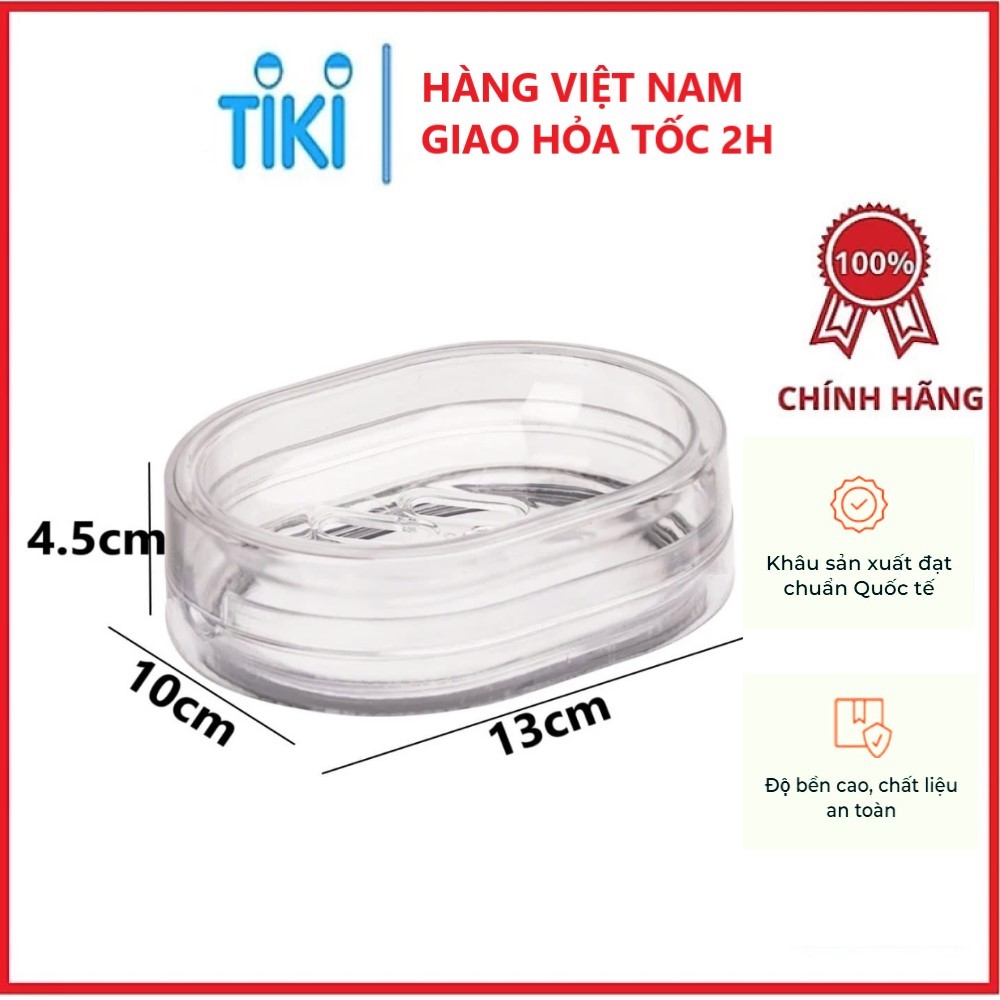 Khay đựng xà phòng 2 lớp có nắp gioăng chống trơn, chống chảy xà bông 5601 Việt Nhật - Hàng chính hãng