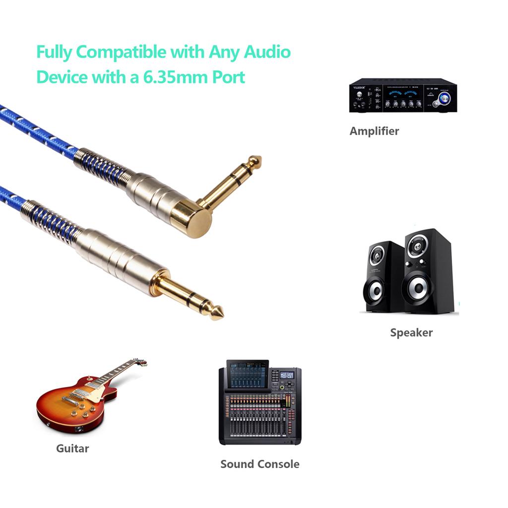 6.35mm 1/4 inch Male to Male TRS Stereo Audio Cable Auxiliary Jack HiFi Audio Cable for Electric Guitars, Microphones