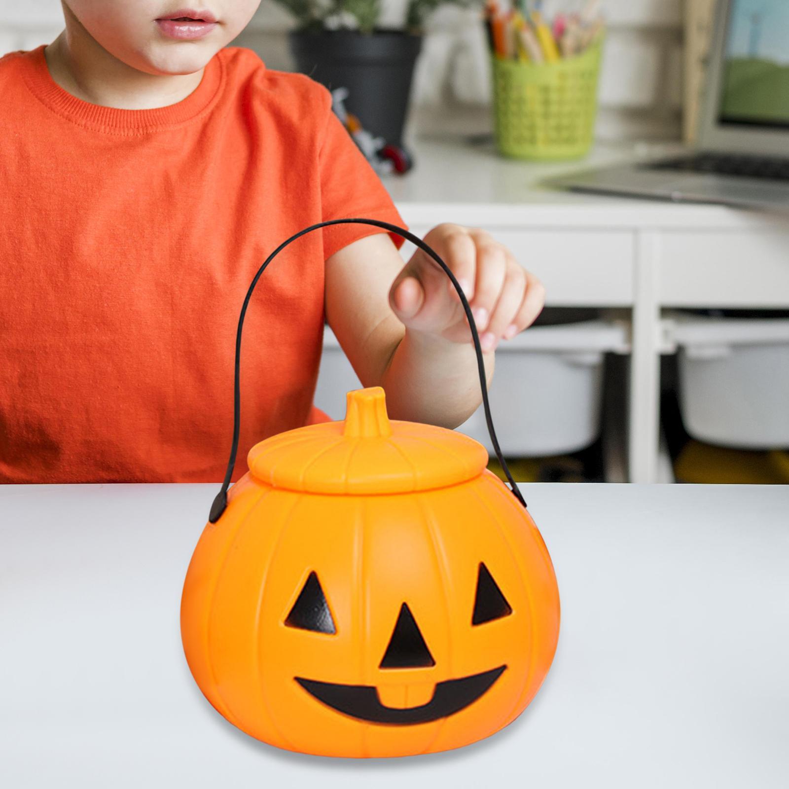 Halloween Pumpkin Bucket Harvest Fall Decor Gift Box Jar Candy Bucket Holder