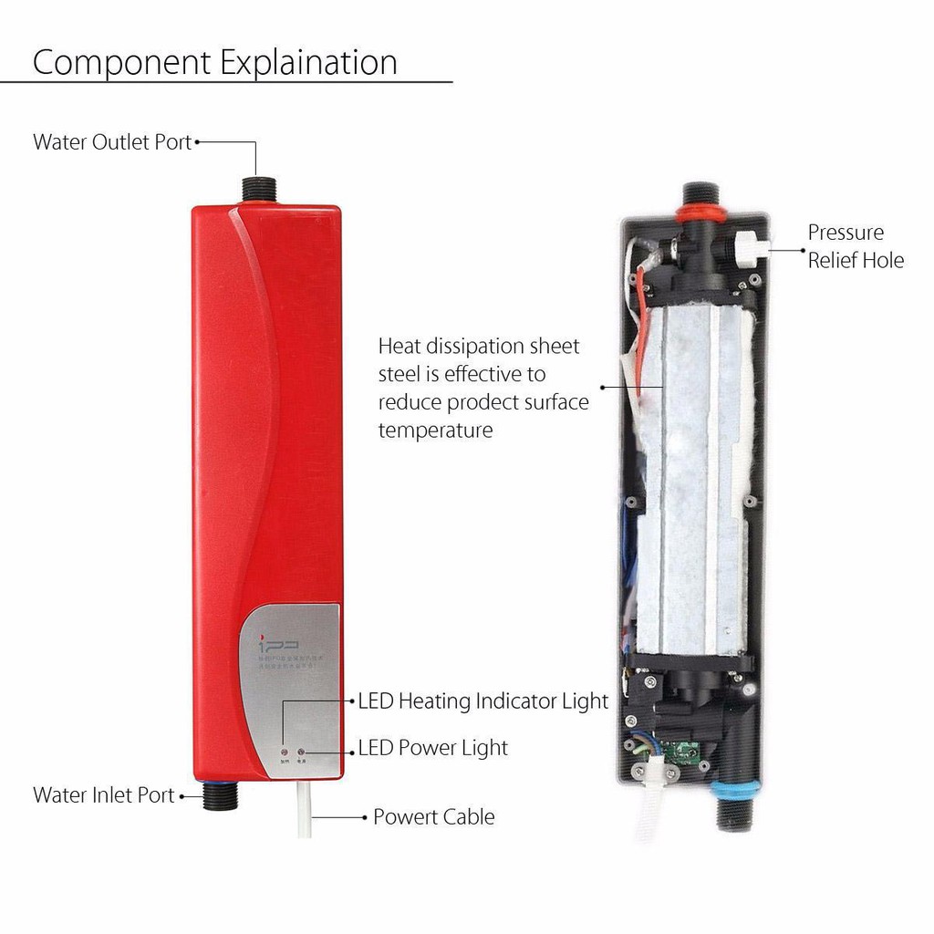 Máy nước nóng lạnh nhà tắm HYDROPOWER HEAT 3000w (Đỏ)