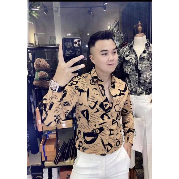 Áo Sơ Mi Nam Vải Lụa Chống Nhăn Phối Họa Tiết