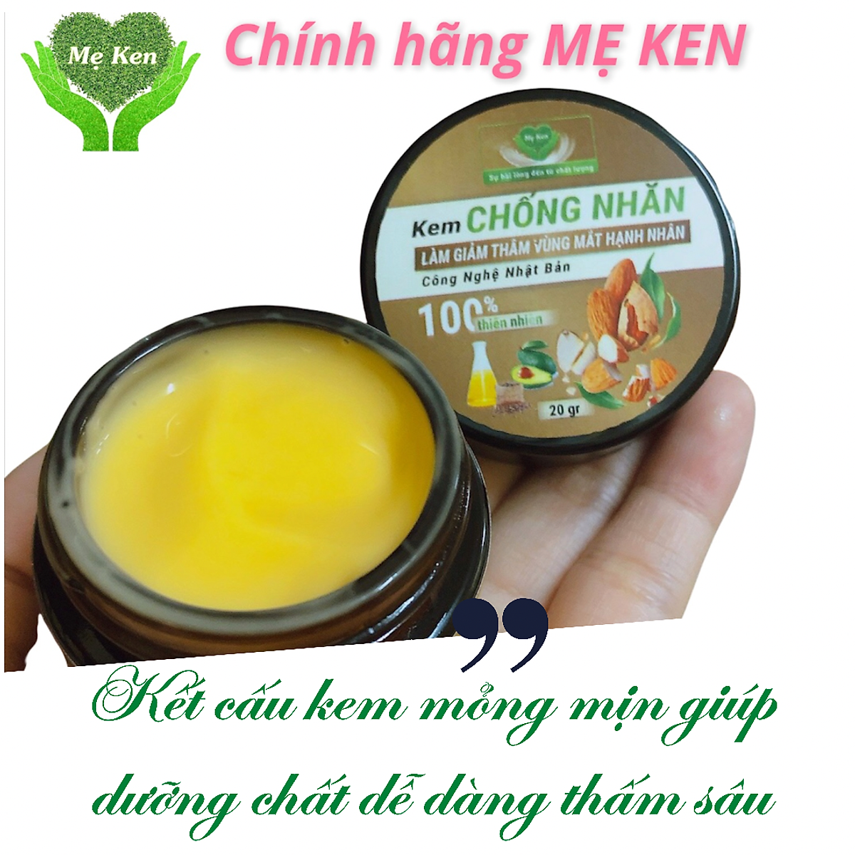 KEM CHỐNG NHĂN LÀM GIẢM THÂM VÙNG MẮT HẠNH NHÂN MẸ KEN chính hãng