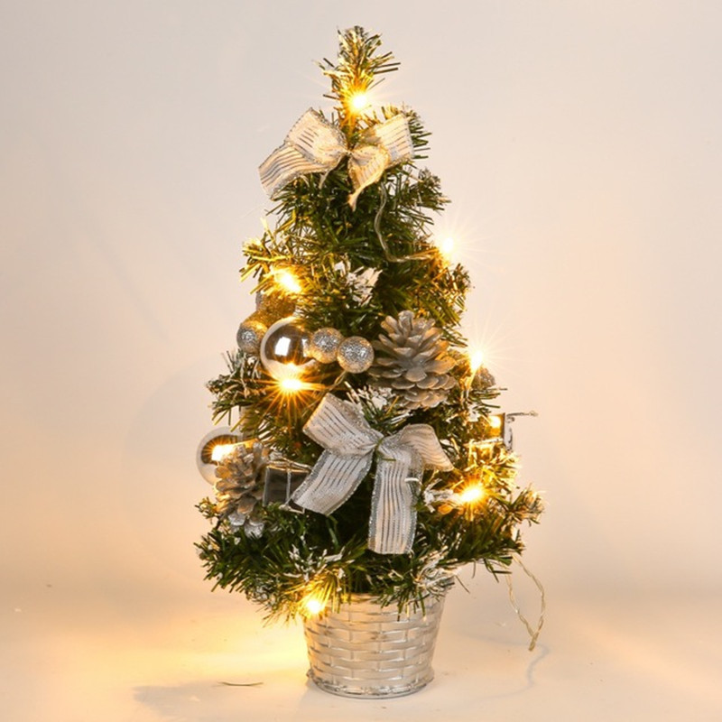 Chậu Cây Thông Noel 40Cm Có Đèn Led Trang Trí Giáng Sinh