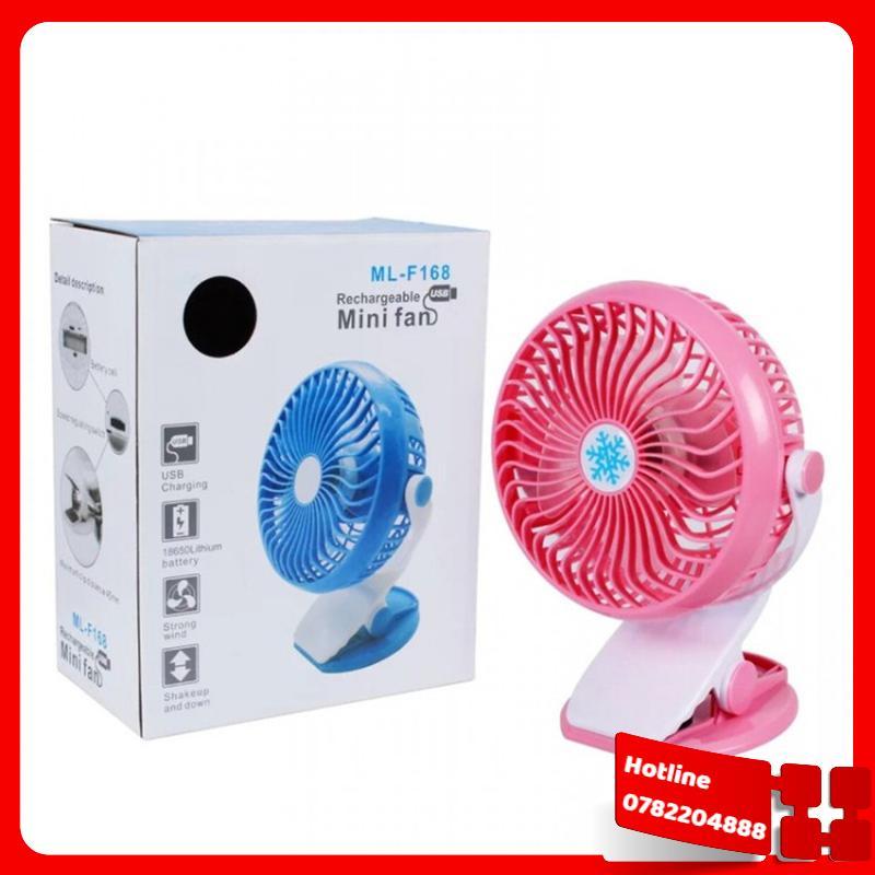 Quạt Mini Sạc Pin Kẹp Bàn Xoay 360 Độ Ml-F168 Sử Dụng Cổng Sạc Usb Với 3 Tốc Độ Gió Thông Minh, Tiện Dụng - Loại Tốt