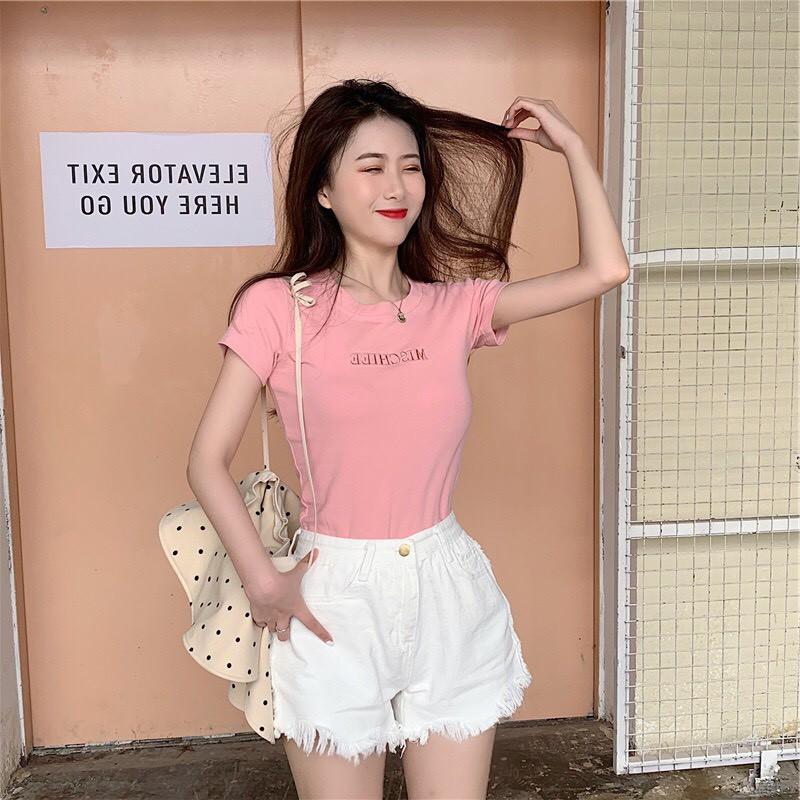 Áo thun nữ ngắn tay form ôm phong cách Hàn Quốc