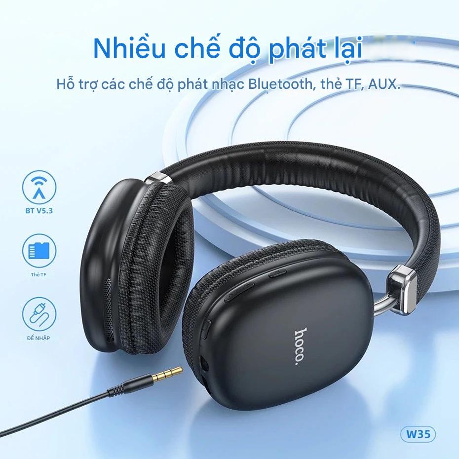 Tai Nghe Chụp Tai Không Dây HOCO W35, Bluetooth 5.3, Pin Trâu 40H, Có Micro, Âm Thanh Cực Đỉnh - Hàng chính hãng