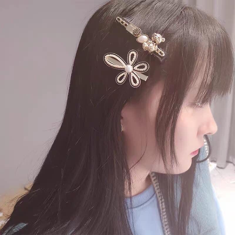 Sét kẹp tóc nơ đính đá siêu xinh