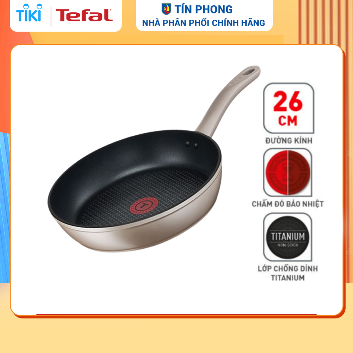 Chảo chiên chống dính đáy từ Tefal Sensations H9100514 26cm - Hàng chính hãng