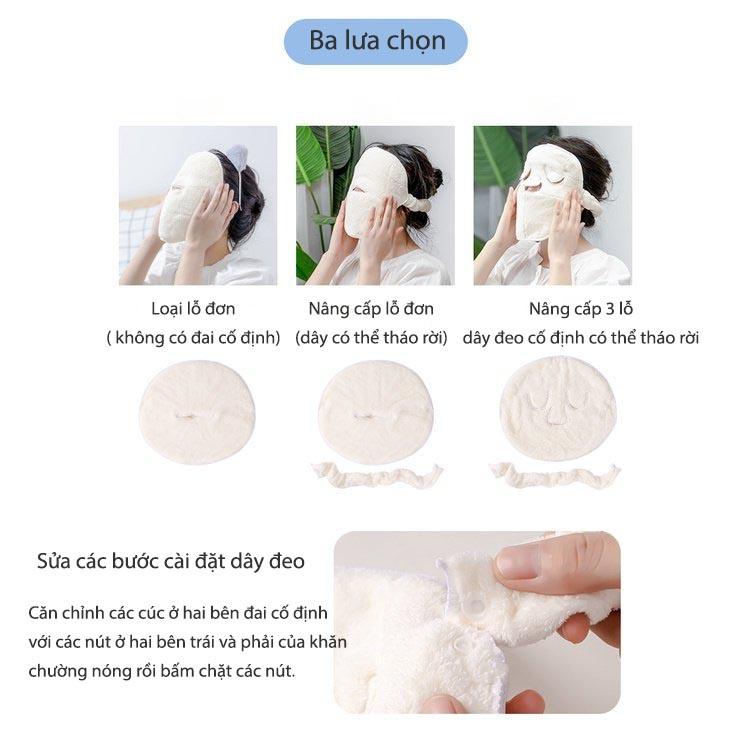 Mặt nạ chườm nóng, Khăn mặt xông hơi thoáng lỗ chân lông, thư giãn, hấp thụ tốt tinh chất dưỡng da