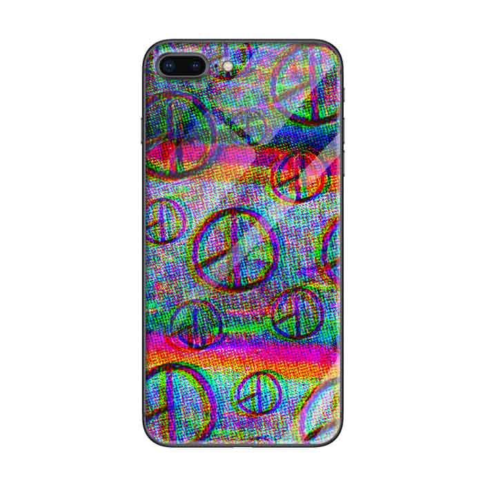 Ốp lưng kính cường lực cho iPhone 7 Plus /8 Plus Nền Peace Vòng Tròn   - Hàng Chính Hãng