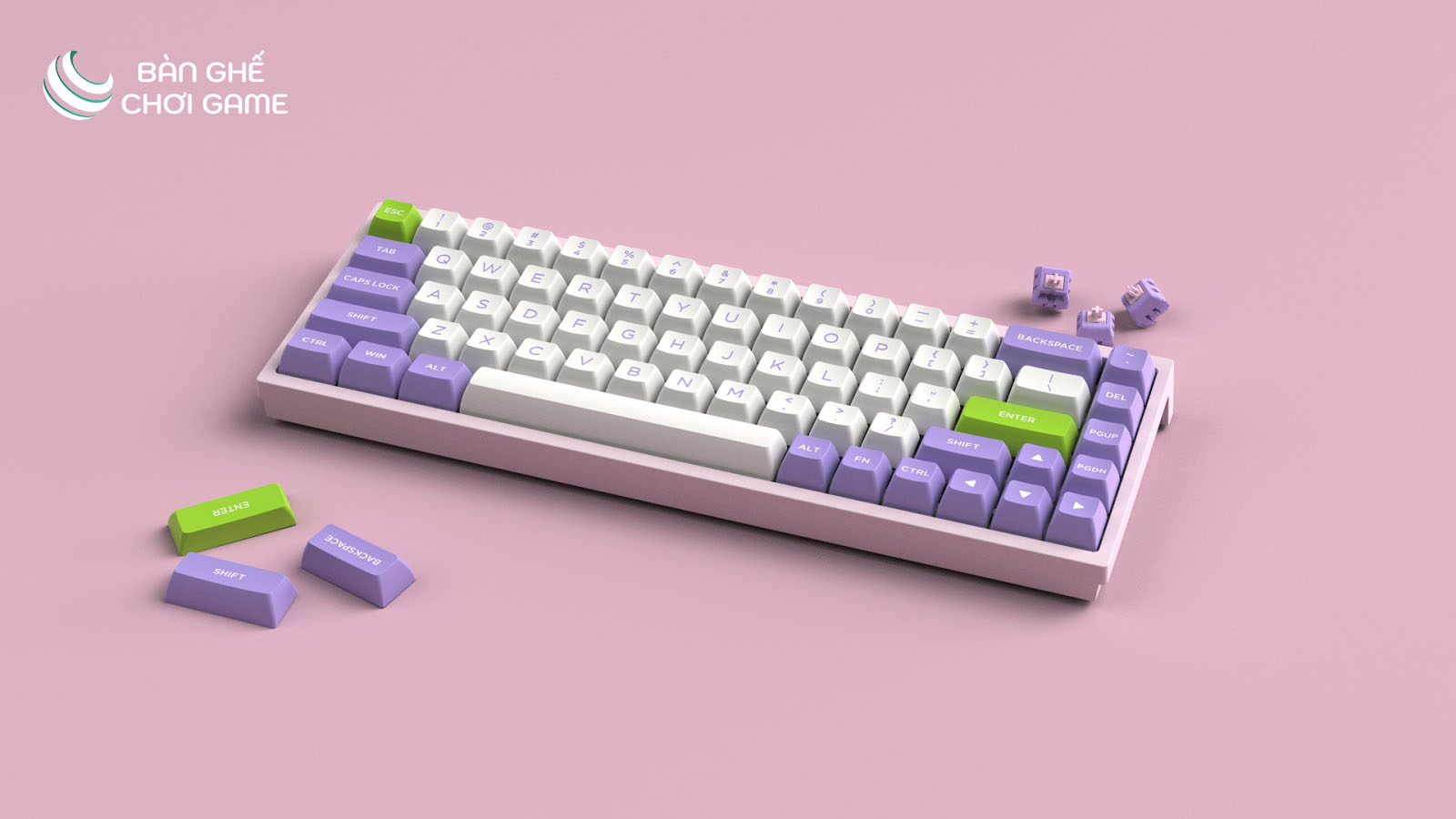 Bàn phím cơ không dây FL-Esports FL680SAM Purple Gateron CAP Switch - Hàng chính hãng