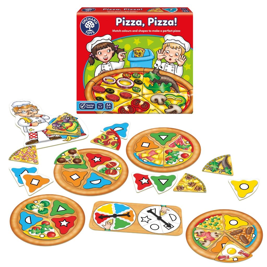 Trò chơi trí tuệ Pizza, Pizza! - Orchard Toys giúp trẻ nhận biết màu sắc, hình dạng, kỹ năng xã hội
