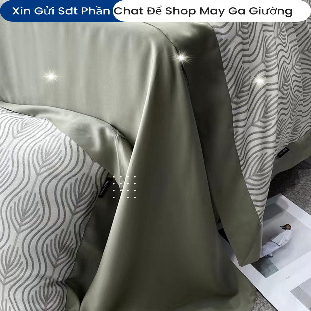 Bộ Chăn Ga Gối Đệm Lụa Tencel 100s ANNA NGUYÊN Màu Trơn 5 Món Cao Cấp Chăn Chần Bông Lụa Mềm 06