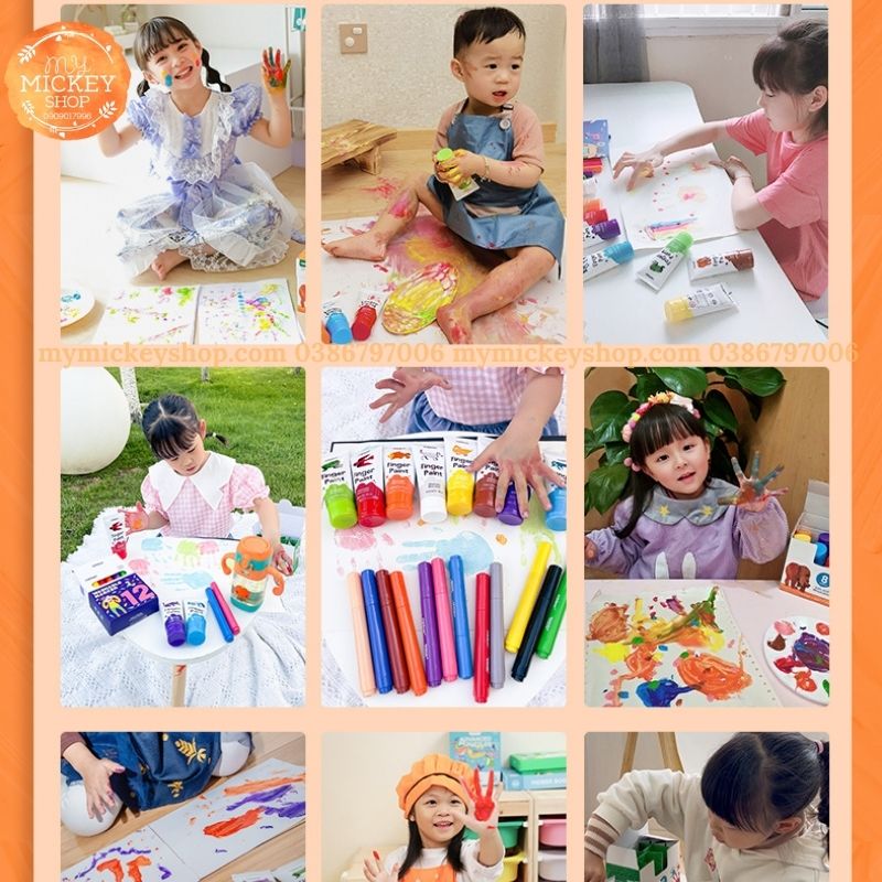 Mideer Màu Vẽ Bằng Tay Finger Paint loại 12 tuýp màu cho bé từ 3 tuổi