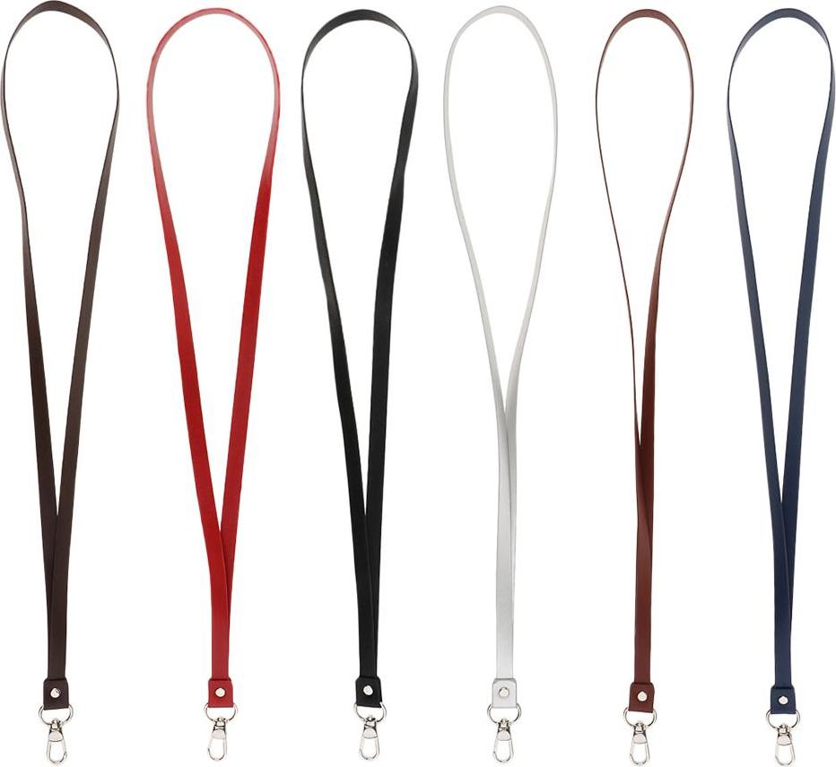 PU Leather Neck Strap Lanyard Metal Clips for ID Cards Badges