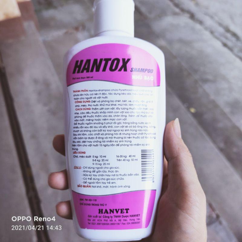 Sữa tắm Hantox Nano bạc an toàn trị ve, ghẻ, bò chét, rận, cho chó mèo con, trưởng thành, mang bầu