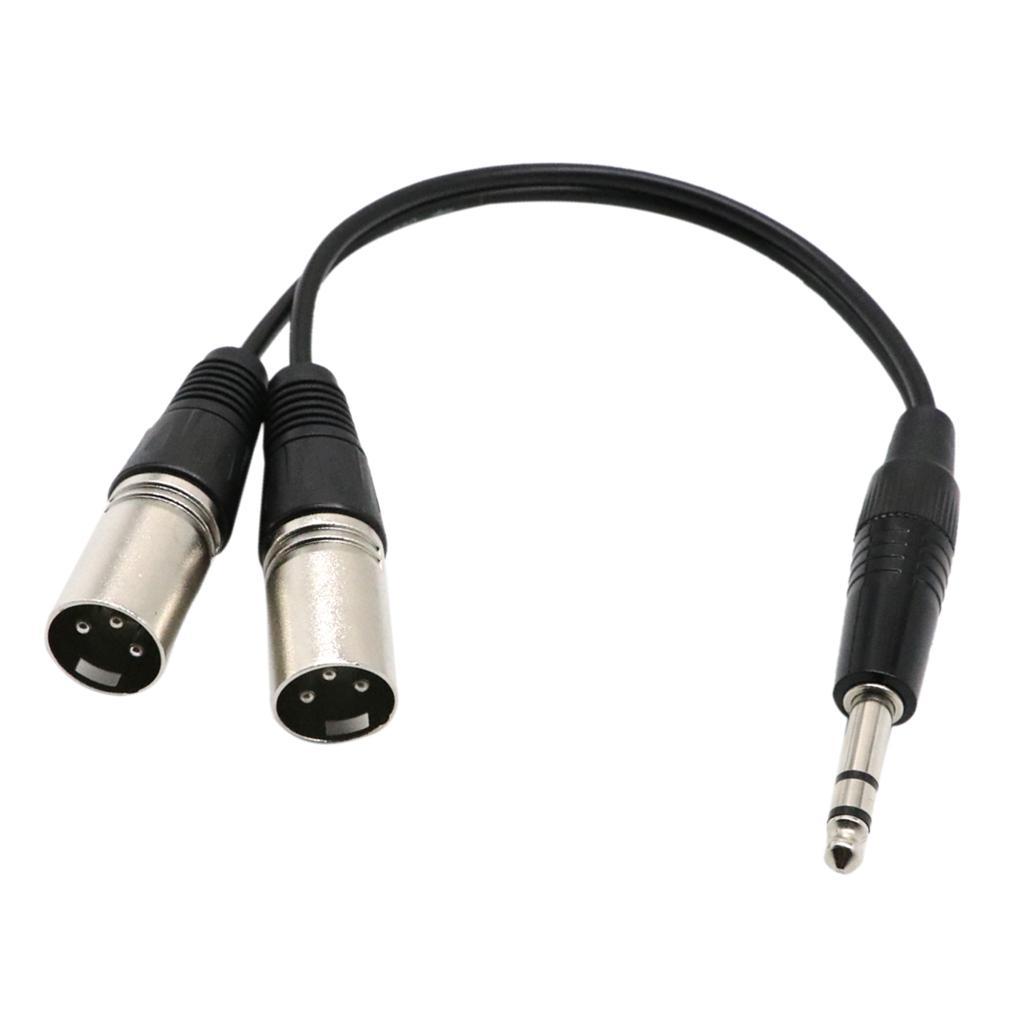 4X 1Ft 1/4 "6.35mm to 2 Dual XLR Male 3 Pin Breakout Splitter Audio Cable