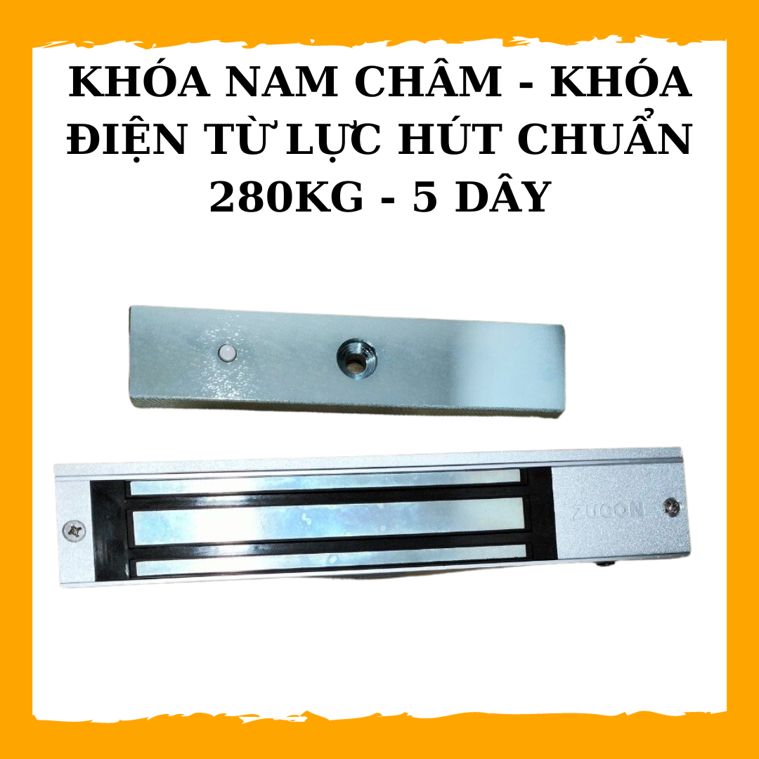 Khóa Điện Từ 12V, Khóa Nam Châm Điện Lực Hút 280kg Loại 5 Dây Bảo Hành 6 Tháng