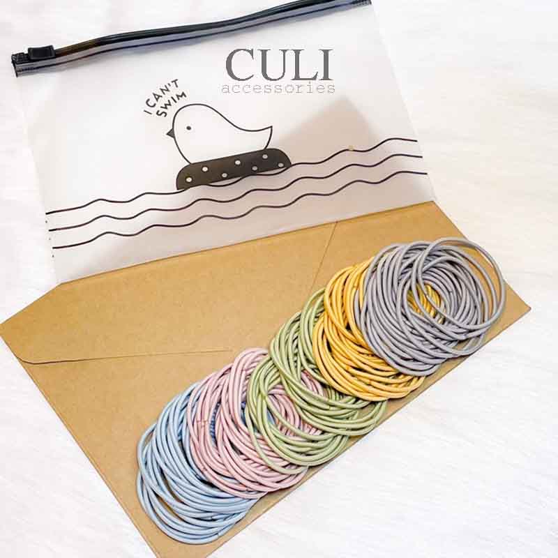 Dây thun cột tóc, Set 100 thun cột tóc mix màu phong cách Hàn Quốc, tiện lợi, gọn dễ sử dụng - Culi accessories