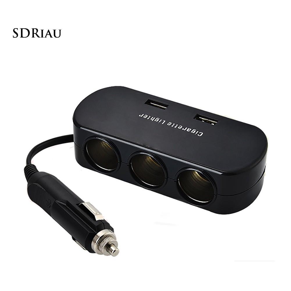 Tẩu sạc cho xe ô tô 3 chiều 2 cổng USB tiện lợi