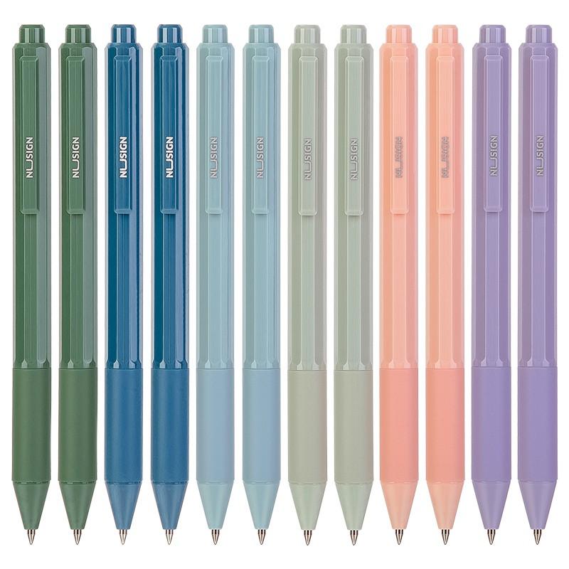 Bút bi dạng gel cao cấp Nusign - Mực đen - Ngòi 0.5mm đầu bấm - Ngòi bút trơn tru - 6 màu trơn nhã nhặn thời trang - NS559