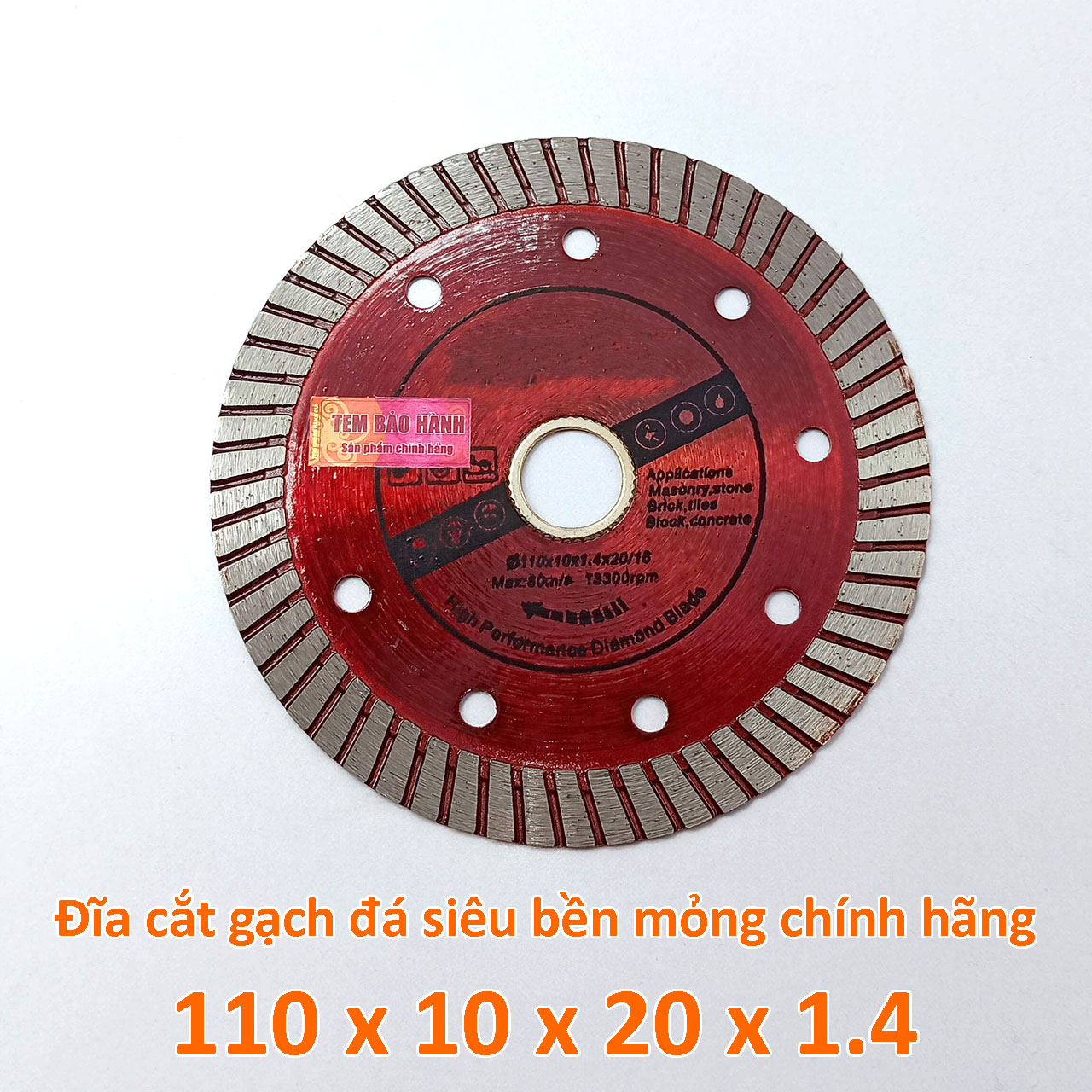 Đĩa cắt gạch đá siêu bền mỏng 1ly Ø110mm loại 1 có tem