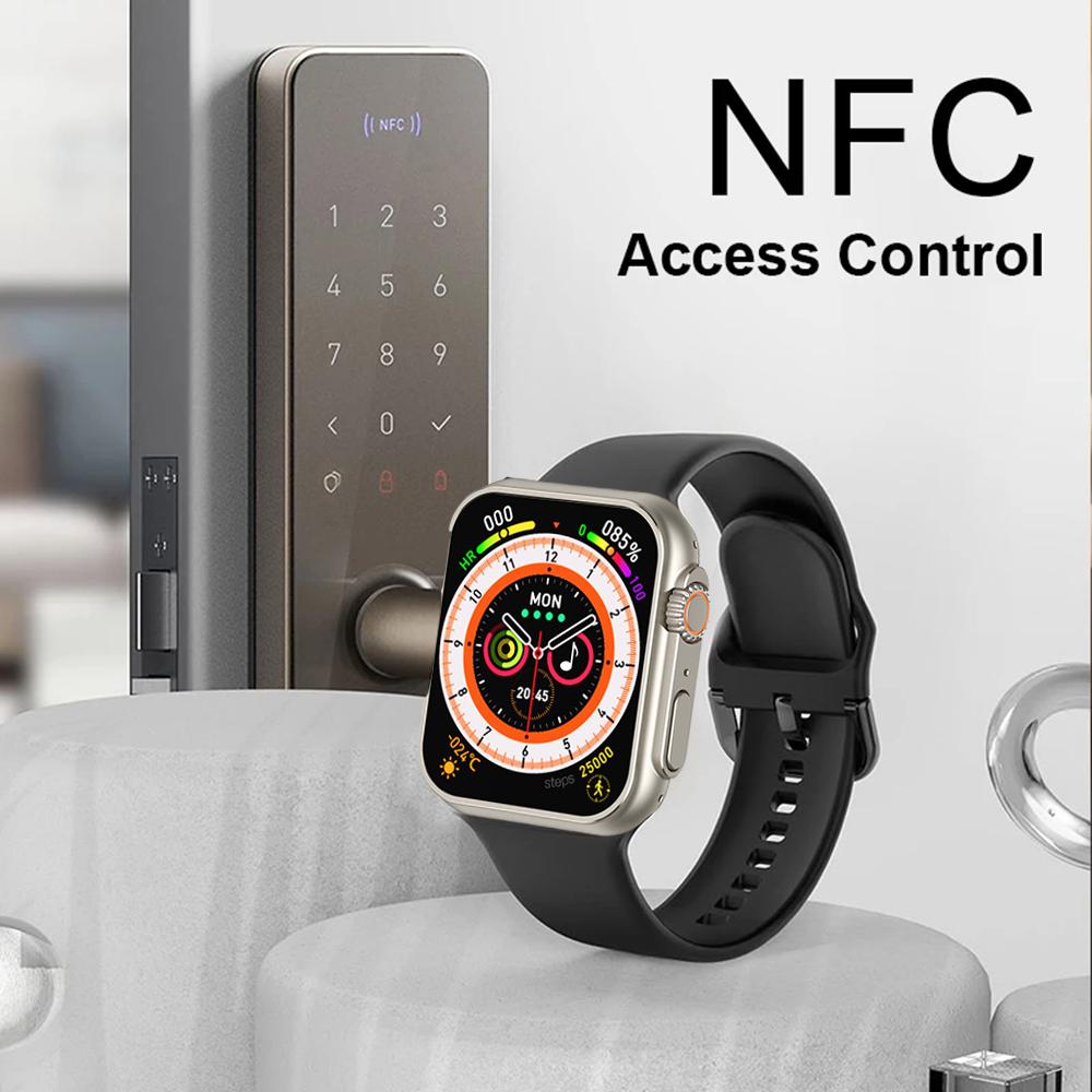 Đồng hồ thông minh 2022 GS8 Ultra Series 8 Đồng hồ thông minh NFC Nam nữ Gọi Bluetooth Chống nước Sạc không dây cho Apple Xiaomi Màu sắc: VàngHY thêm Xanh láGS