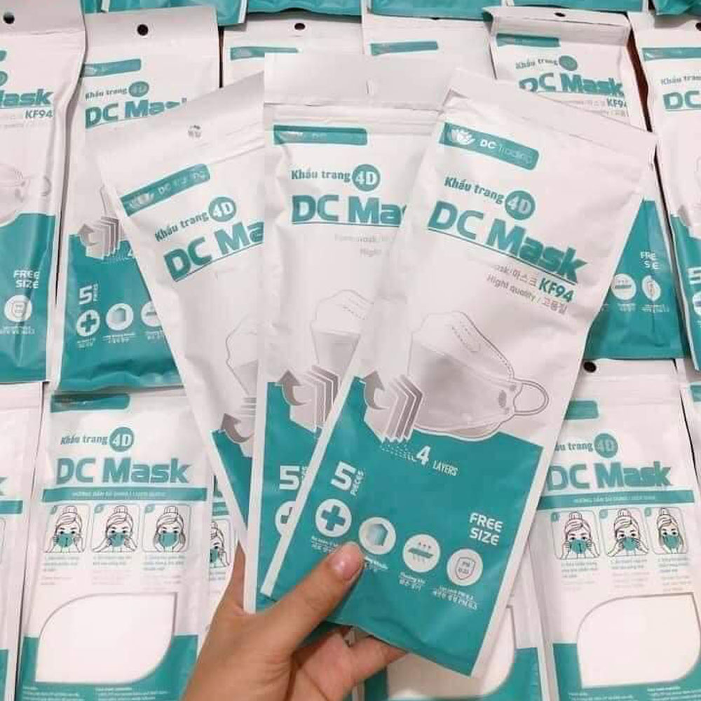 Set 100 khẩu trang 4D Kf94 Hoàng Dũng kháng khuẩn lọc bụi mịn cao cấp