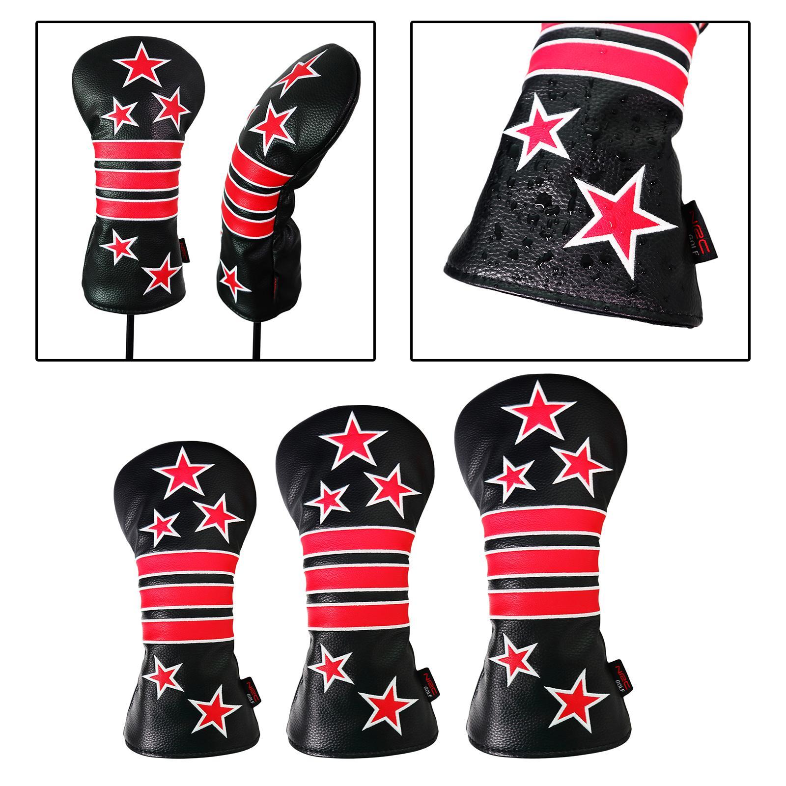 6x PU Golf Wood Headcover Club Drivers Head Covers Club Covers
