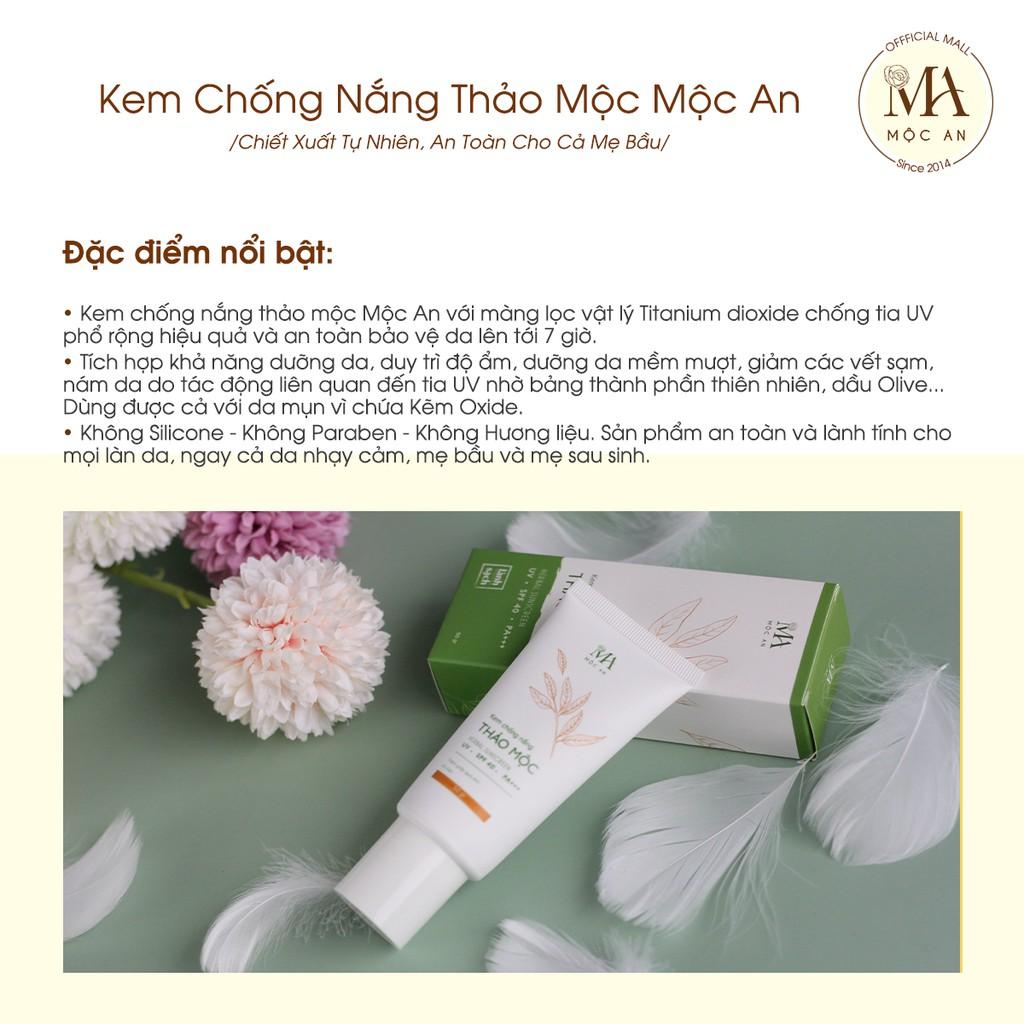 Kem Chống Nắng Thảo Mộc Mộc An Chiết Xuất Tự Nhiên, An Toàn Cho Cả Mẹ Bầu 50g