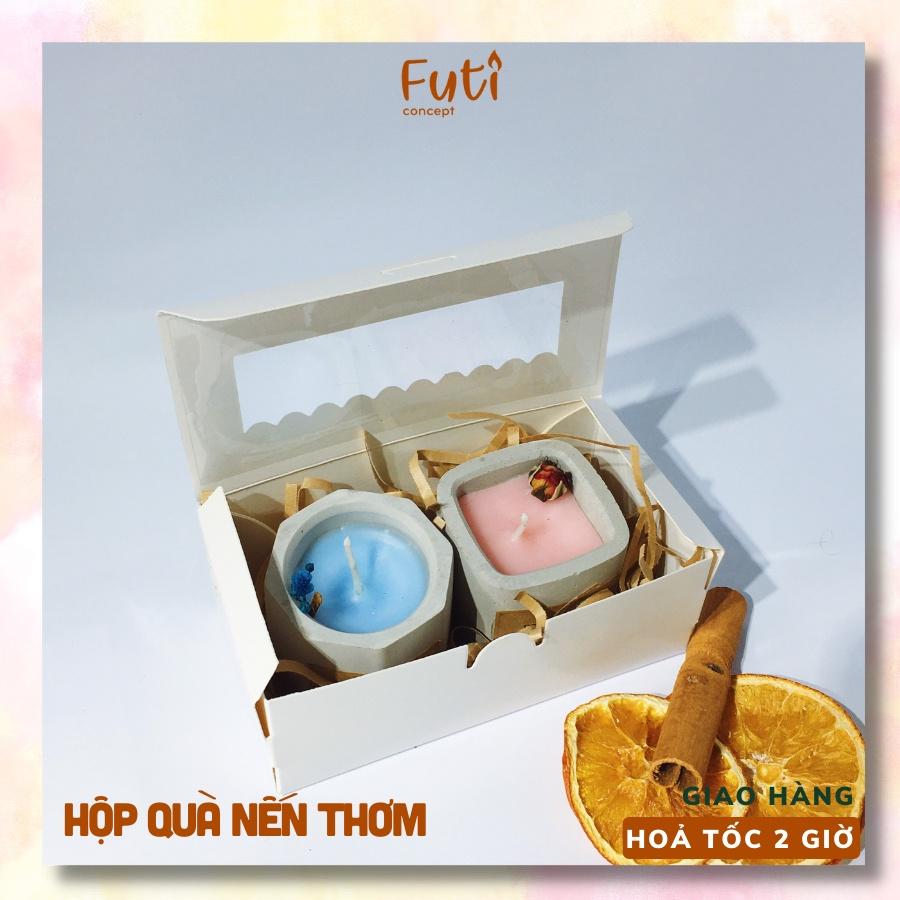 Hộp quà 2 nến thơm, set quà nến thơm handmade được chọn mùi