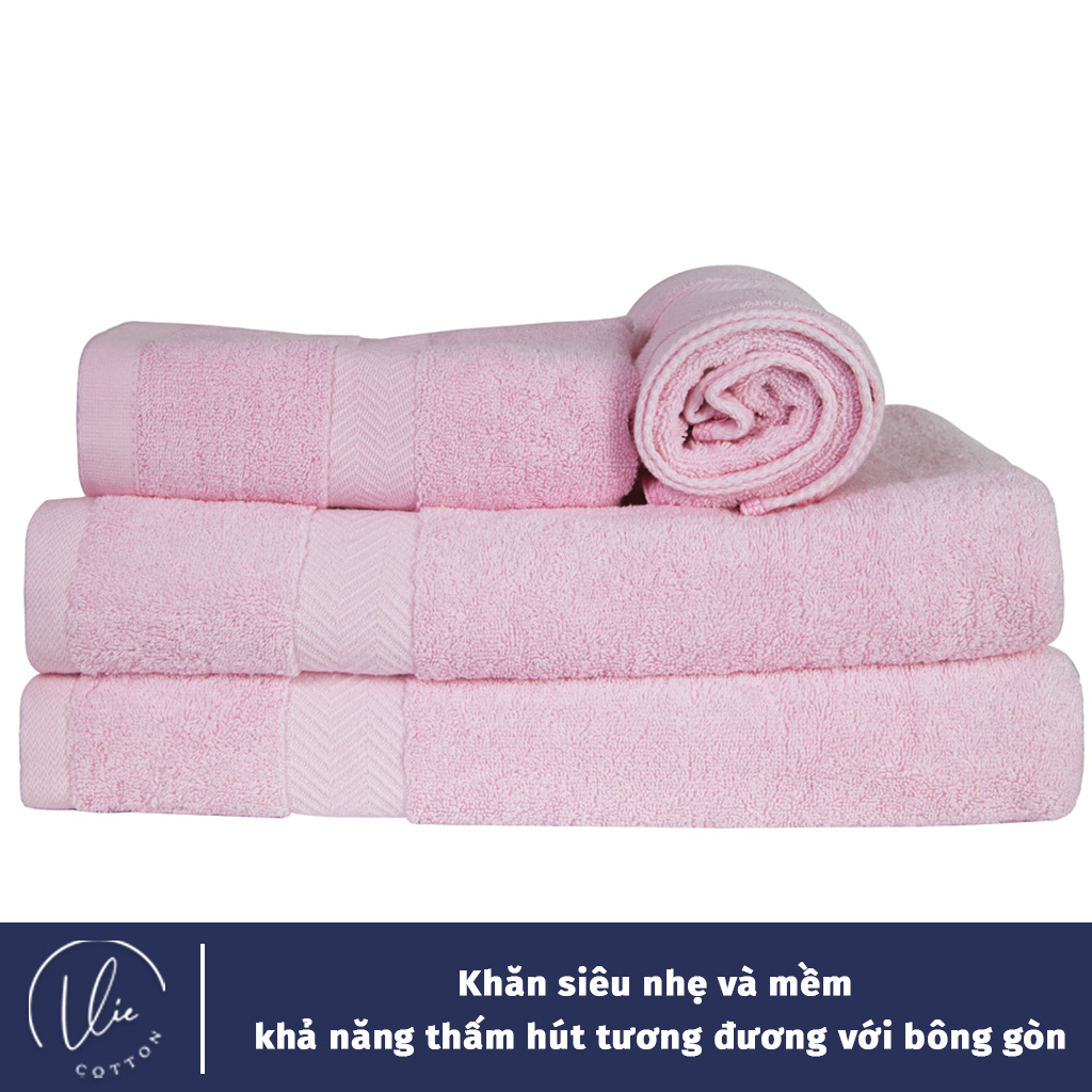 Set 2 Khăn Tắm Cao Cấp VieCotton 100% Cotton Siêu Dày Siêu Mềm Mịn Thấm Hút Cam Kết Giao Đúng Màu - HNC70