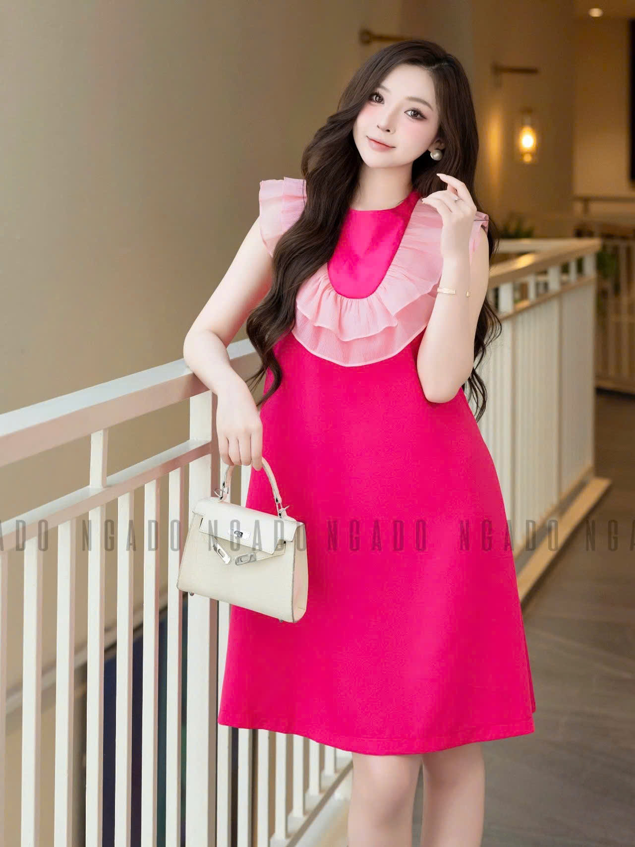 Đầm hồng sen sát nách NGADO , đầm dự tiệc , đầm sang trọng