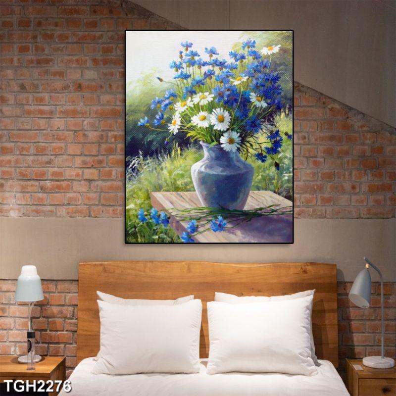 Tranh canvas bình hoa 60x80 giá đã bao gồm khung