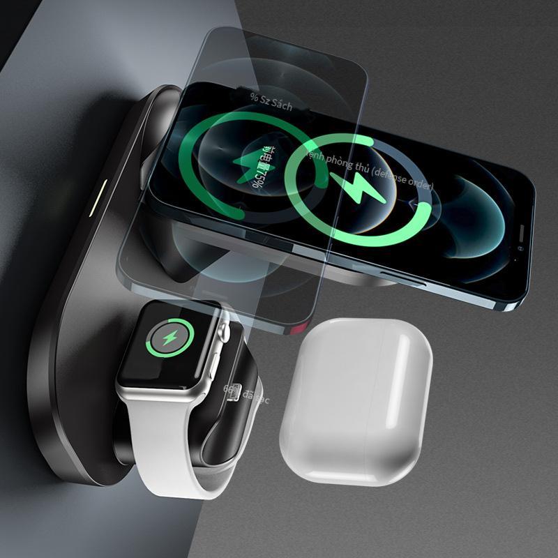 Đảm bảo chất lượng sạc không dây dọc đa năng ba trong một phù hợp với tai nghe Apple watch điện thoại di động sạc nhanh không dây