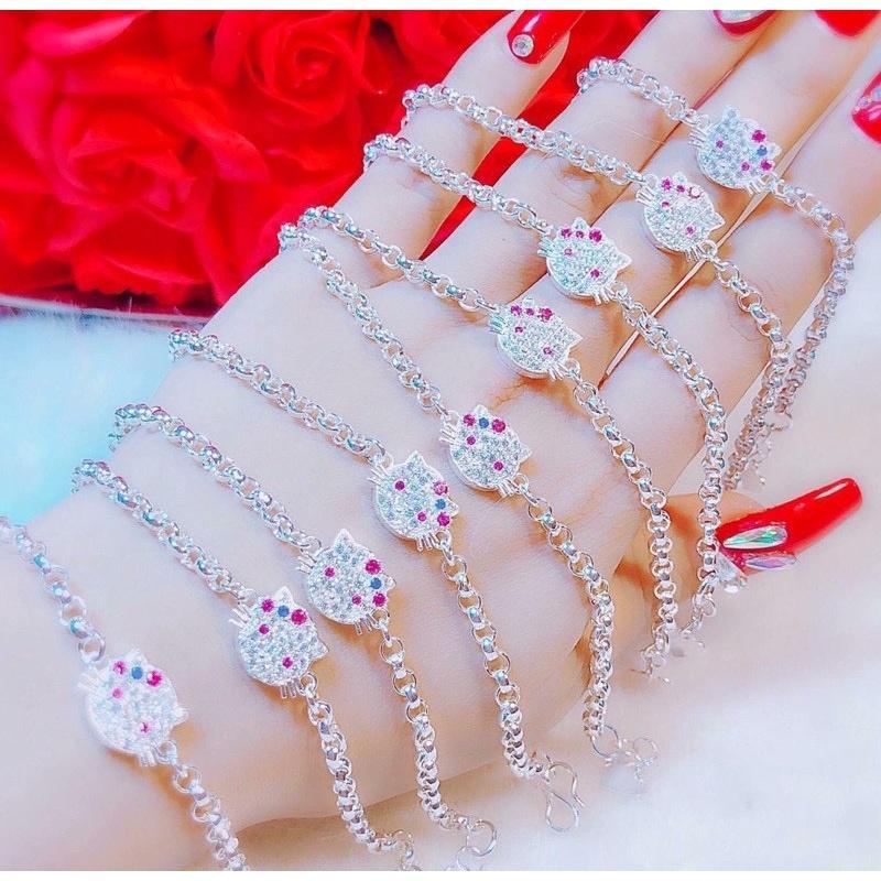 Lắc tay bạc cho bé hình mèo  HÀNG LOẠI 1  lắc tay hình Hello Kitty dễ thương xinh xắn