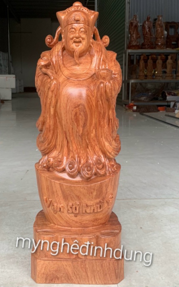 Tượng thần tài bằng gỗ hương đá kt cao 60×20×15cm