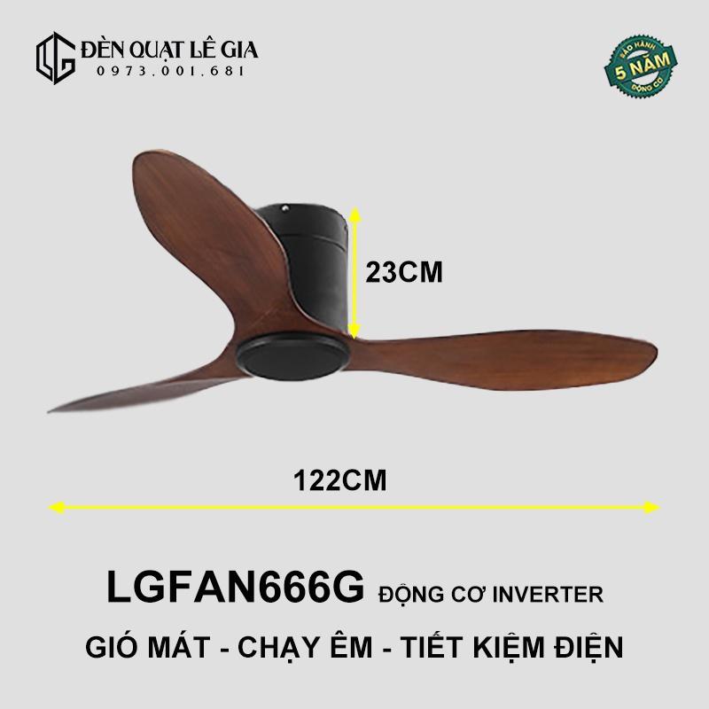 Quạt Trần Đèn LGFAN666GD - Gỗ Óc Chó | Quạt Trần Phòng Ăn Đẹp