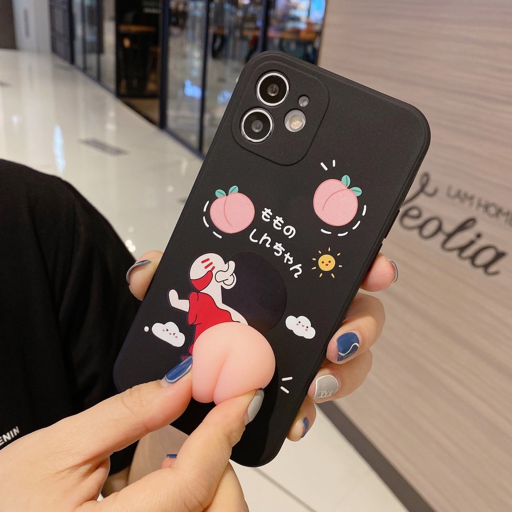 Ốp Lưng iPhone Cạnh Vuông Mông Đào Dành Cho iPhone 6 / 6 Plus / 7 / 7 Plus / 8 / 8 Plus / X / Xs / Xs Max / 11 / 11 Pro / 11 Pro Max / 12 / 12 Pro / 12 Pro Max