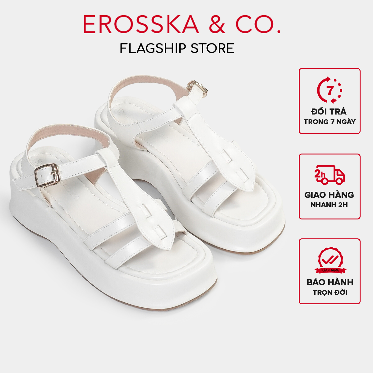 Erosska - Giày sandal nữ đế xuồng quai ngang thiết kế basic - SB027