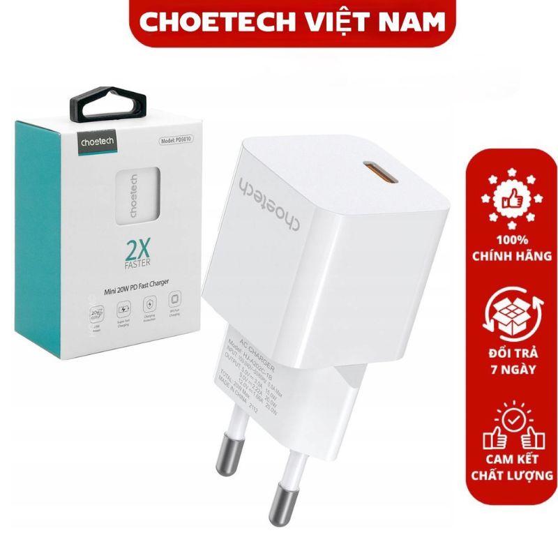 Bộ Sạc Nhanh Mini PD20W GAN USB-C Chotech mã PD5010-EU (HÀNG CHÍNH HÃNG)