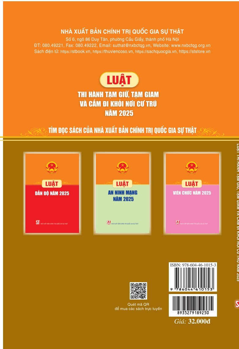 Luật Thi hành tạm giữ, tạm giam và cấm đi khỏi nơi cư trú năm 2025