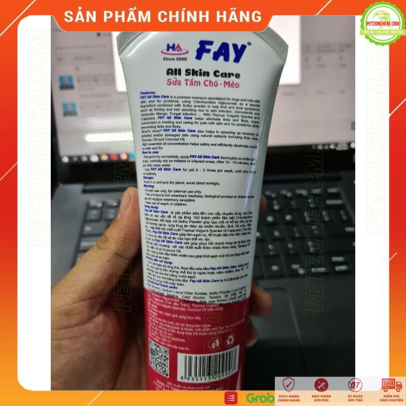 Sữa tắm Fay All skin care 290ml-6 in 1FREESHIPcác bệnh ngoài da ve,ghẻ, nấm, ngứa, xà mâu, viêm da, rụng lông chó mèo