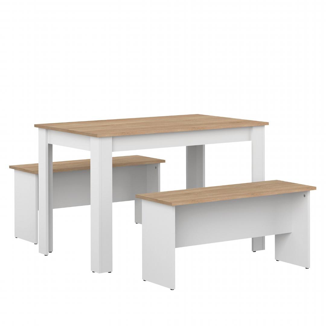 Bộ bàn ghế ăn gỗ hiện đại SMLIFE Douglas | Gỗ MDF dày 17mm chống ẩm | Bàn: D120xR70xC75; Ghế: D90xR33xC43.5cm