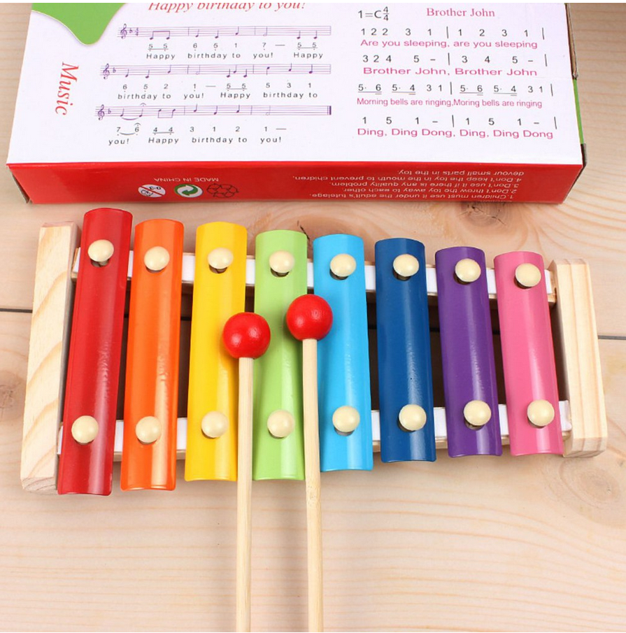 Đàn mộc cầm Xylophone 8 âm phiên bản mini cho bé - Chất liệu gỗ an toàn thân thiện - Kích thước 25cm