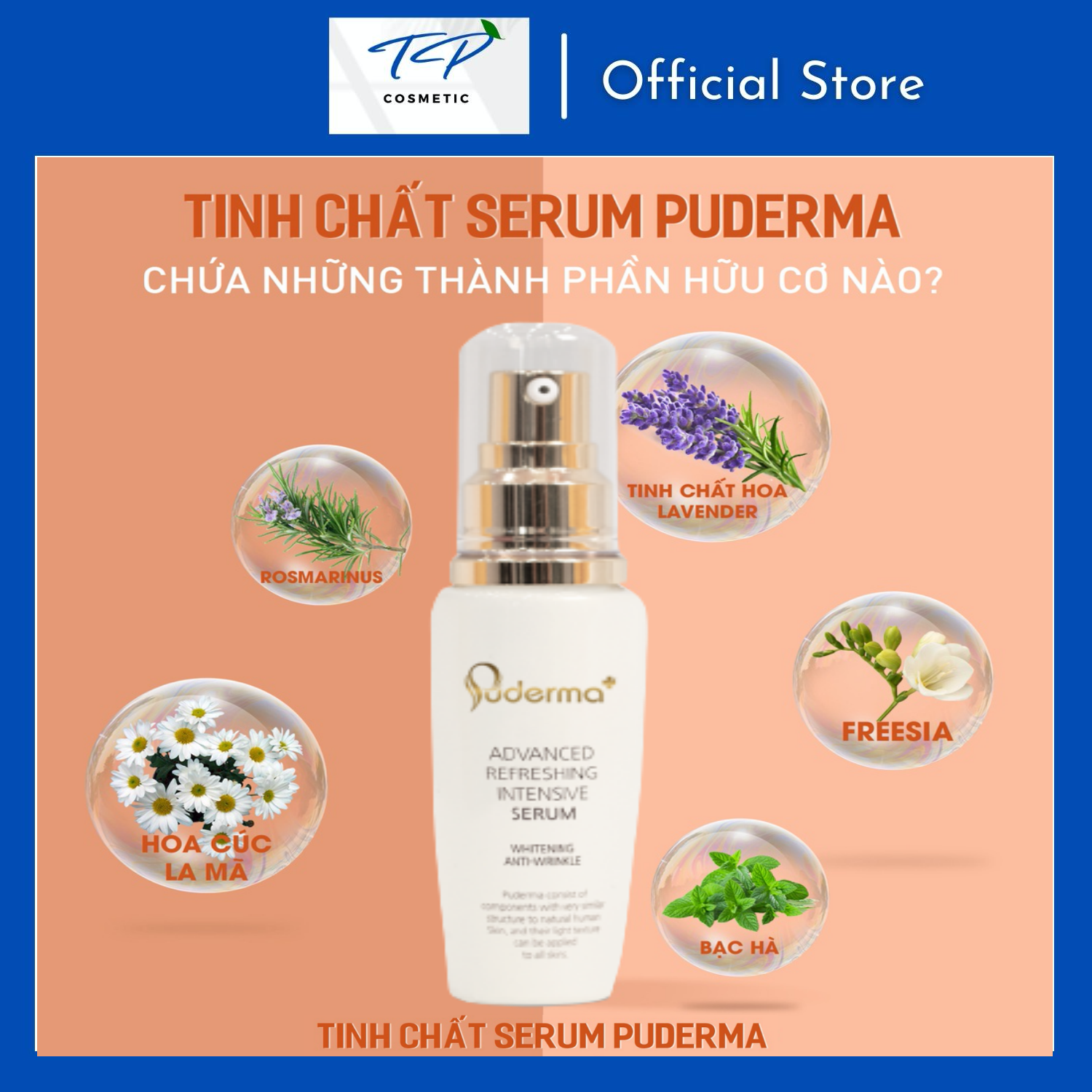 Tinh chất (Serum) dưỡng da Puderma Advanced Refreshing Intensive Serum 60ml: cung cấp vitamin và khoáng chất có lợi cho da. Hỗ trợ tái tạo những tế bào mới, cung cấp đủ độ ẩm và dưỡng chất cần thiết cho làn da.