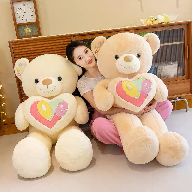 Teddy ôm tim chữ Love 4 màu cao cấp - QC - dành tặng bạn gái