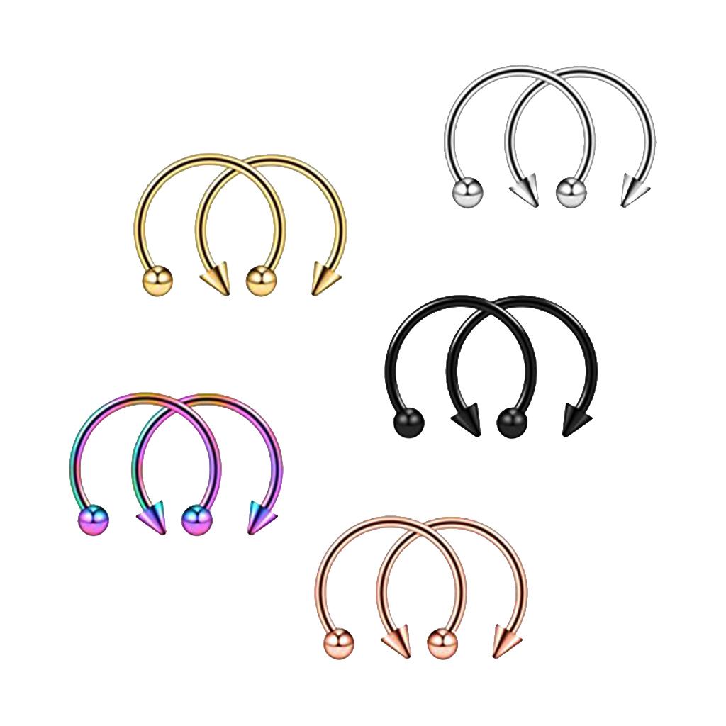 10 Pieces 16G 316L Stainless Steel Nose Septum Horseshoe Hoop Earring Tragus Lip Body Piercings Rings